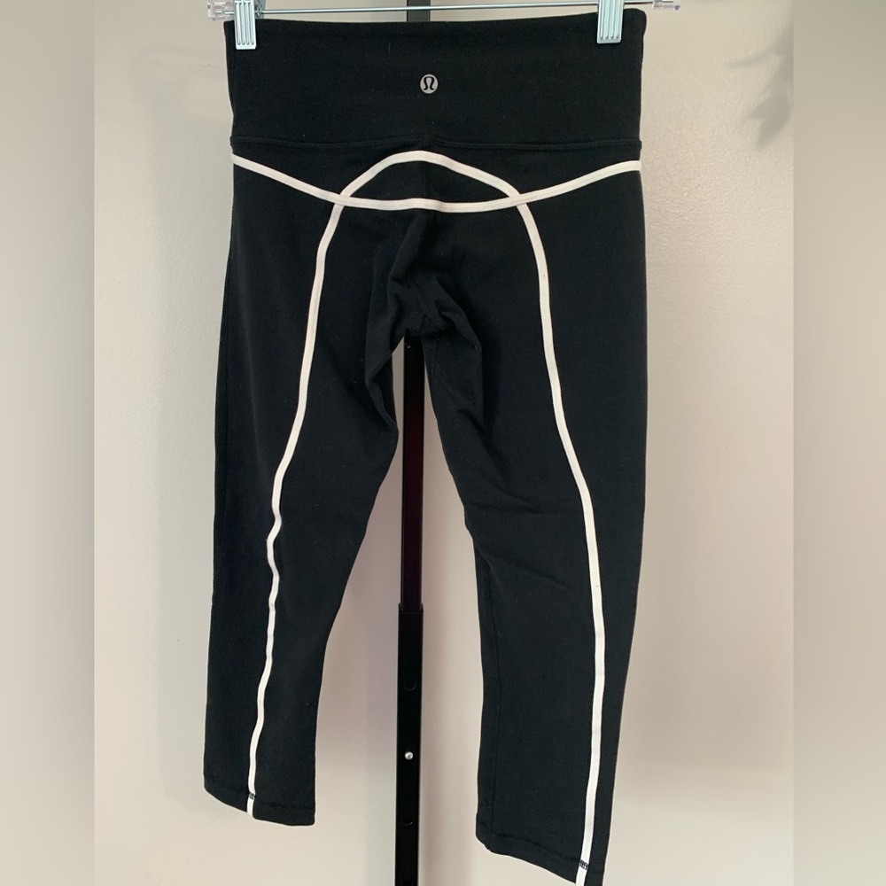lululemon Black Leggings with White Trim
